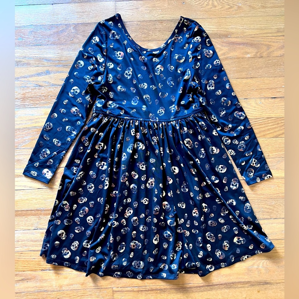 Pink Chicken Lame Skulls Dress, Size 10